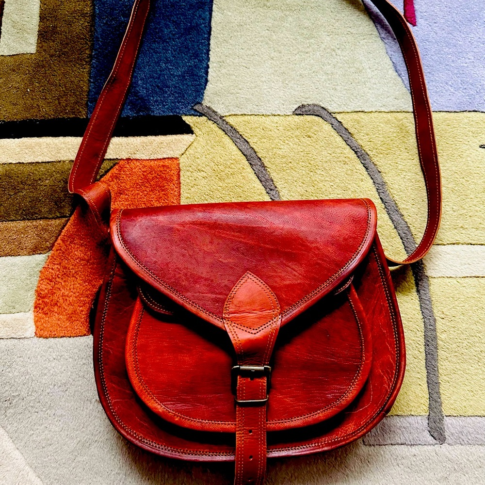 RARE TTK Saddle Bag Genuine Leather Purse Shoulder Bag Great State of Oklahoma